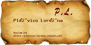 Plávics Loréna névjegykártya